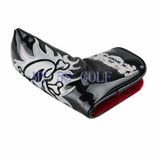 Cubierta de cabeza de putter de hoja de golf con diseño de calavera de cuero PU con cierre magnético - Imagen 4 de 13