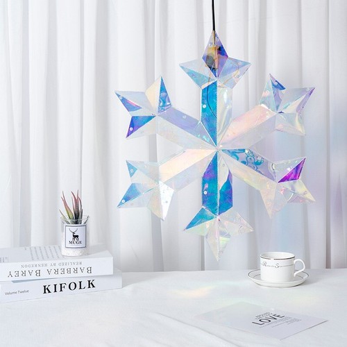LED Light UP Snowflake Rainbow Glow Holographic Christmas Tree