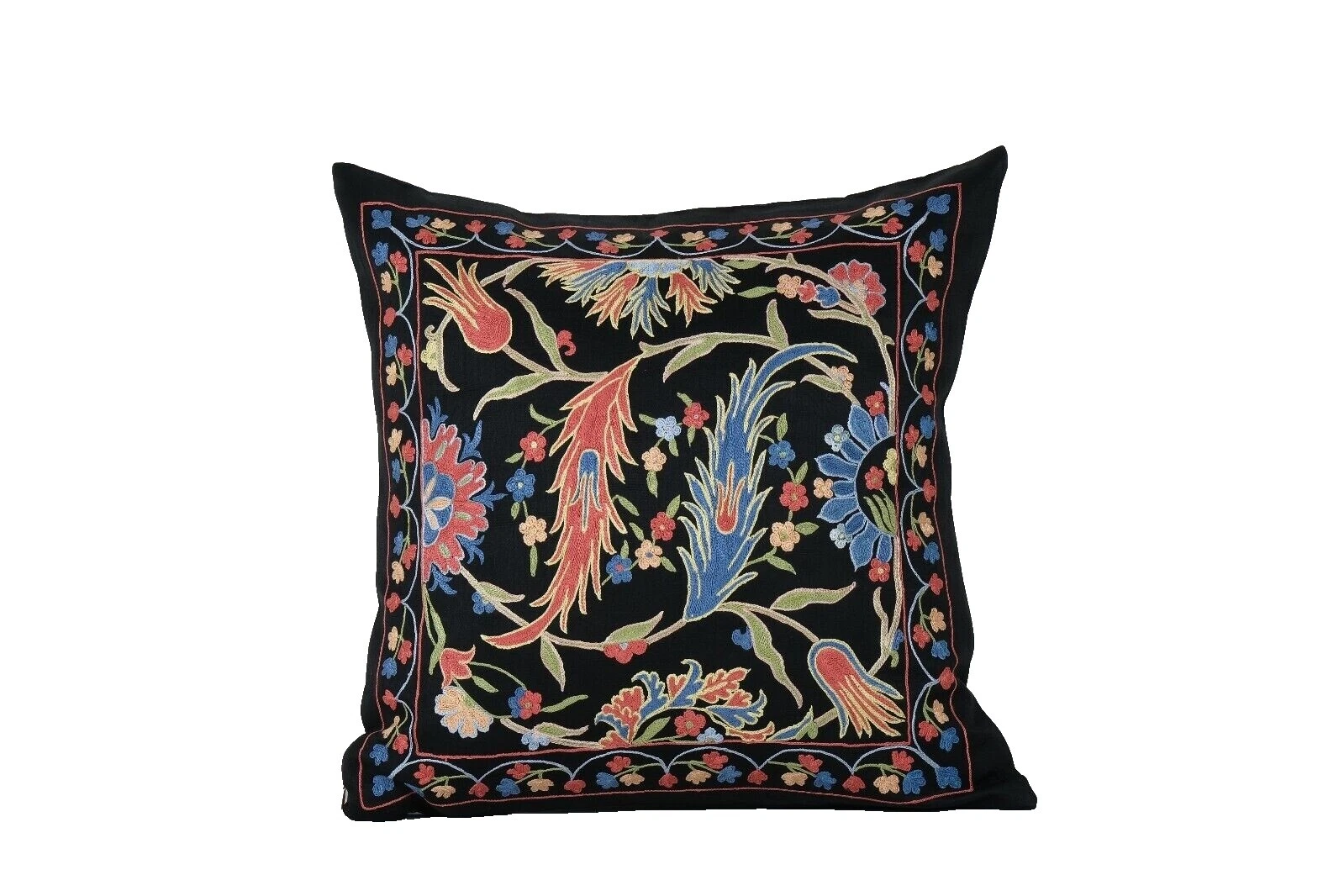 Black Embroidered 100% Silk Home Décor Pillows