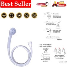Tap Shower Head Attachment – Push-On Hose for Bath & Sink Taps Fits Round Tap...