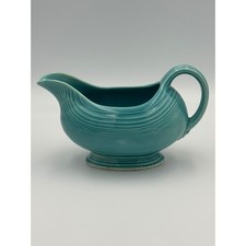Vintage Fiesta Turquoise Gravy Boat Art Deco Concentric Rings Made in USA