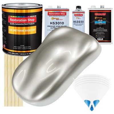 Sterling Silver Metallic Gallon URETHANE BASECOAT CLEARCOAT Auto Paint SLOW Kit