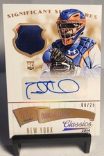 2014 Mets Travis d ' Arnaud Panini Classics Swatch Signed Card 08 Of 25
