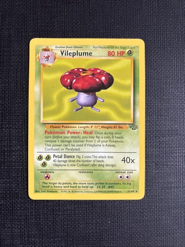 Vileplume 31/64 Non Holo Jungle Set Rare Pokemon Card WOTC - MP/LP - Picture 1 of 6
