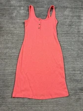 Ambiance Dress Womens Medium Pink Sleeveless Ribbed Tank Henley Neck
