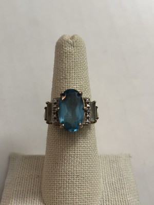 Ross Simons Vermeil Sterlingsilber Schweizer Blautopas Diamant Akzent Ring 7