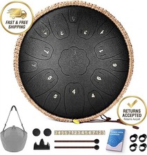 Steel Tongue Drum 15 Notes 14 Inch D-Key Panda Balmy Drum Percussion Instrument