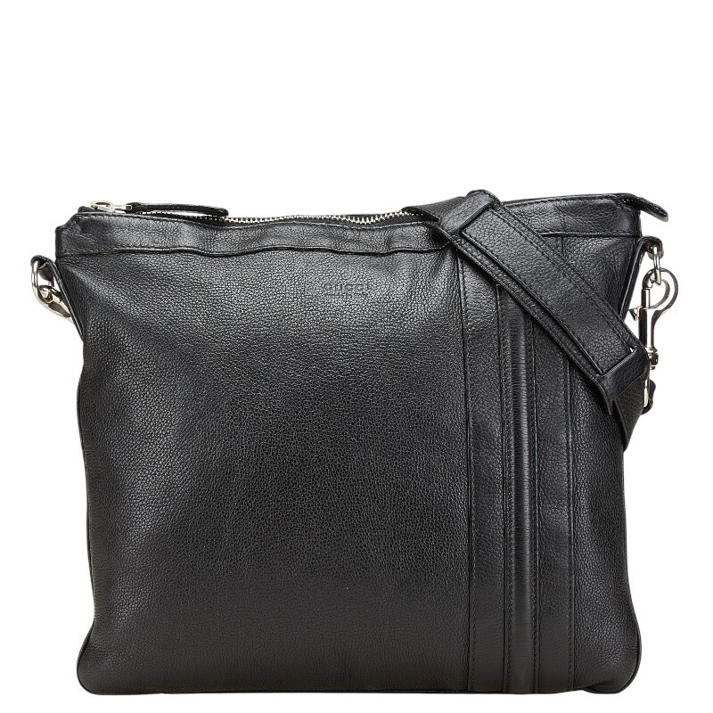 Gucci Black Leather Messenger Shoulder Bag Pre-Owned