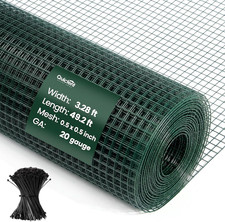 1/2 Inch Hardware Cloth for Chicken Coop 40In X 50Ft 20 Gauge, Dark Green Vinyl
