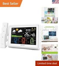 Weather Station Multiple Sensors, Large Color Indoor Outdoor Thermometer Wire...