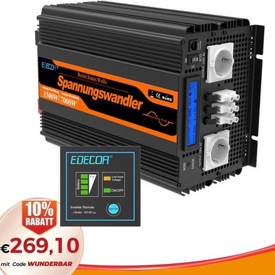 Wechselrichter 24V Reiner Sinus Spannungswandler 24V 230V 3500W Inverter Wandler