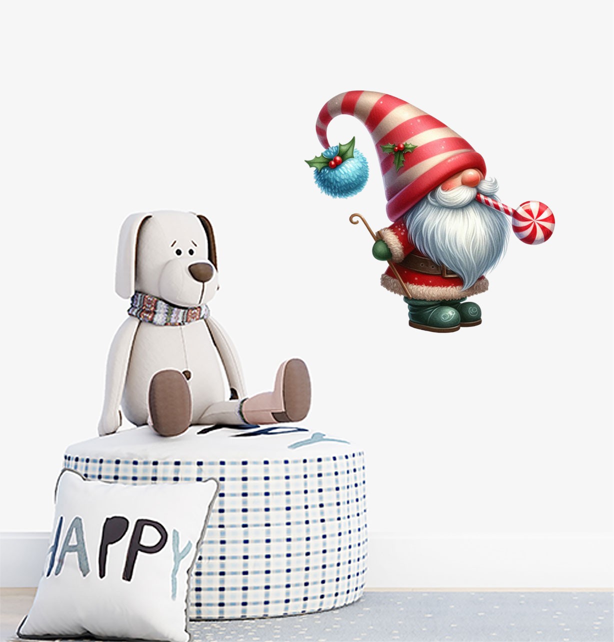 Colour Christmas Gnome Gonk Wall Art Bedroom Window Vinyl Sticker Decal ...