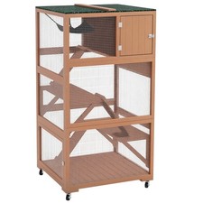 Catio Outdoor Cat Enclosure House on Wheels with Hammock, Orange