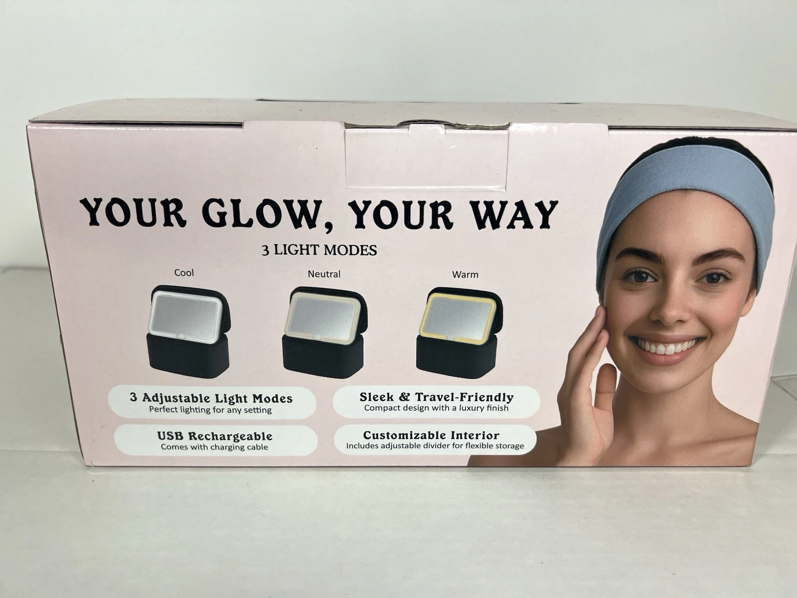 Lighted Makeup Case with Removable LED Mirror Black Travel Organizer 1959097