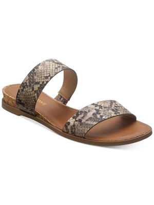 SUN STONE Womens Beige Snake Strap Easten Wedge Slip On Slide Sandals Shoes 11 M