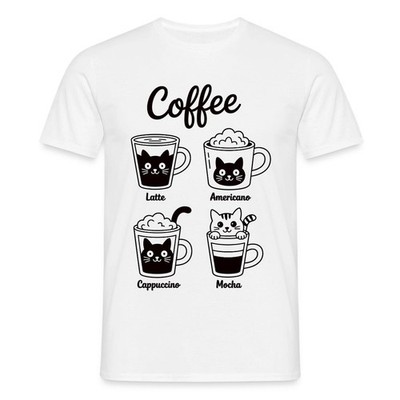Coffee Katzen | Latte Americano Cappuccino Mocha Männer T-Shirt