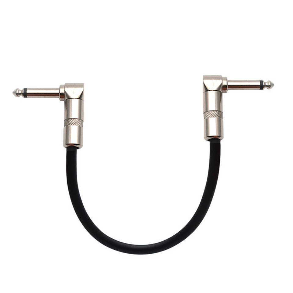 Cable de conexión de instrumento 1/4" plateado enchufe ángulo recto negro PVC chaqueta plateada Foto 2 de 4