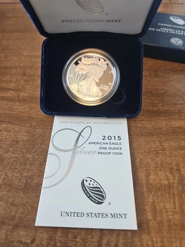 2015-W Proof $1 American Silver Eagle,Box & COA-USMint Proof. 1oz Silver