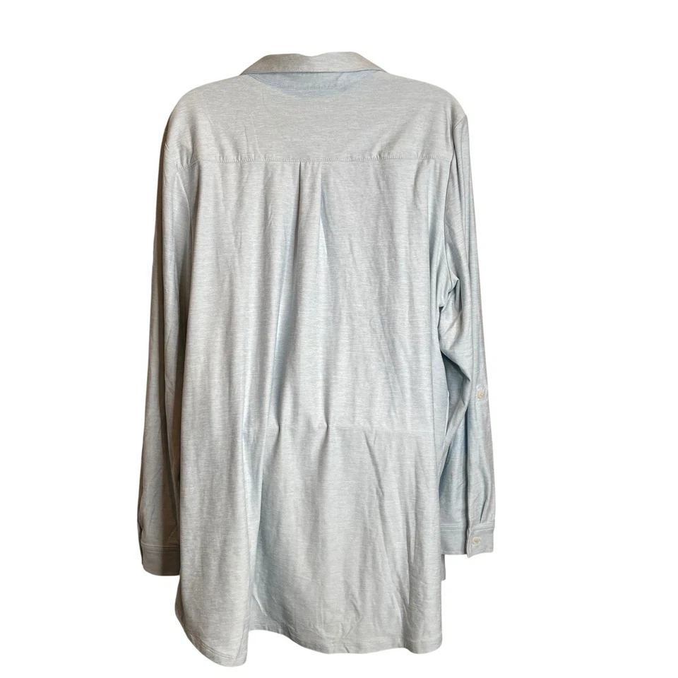 Camisa túnica Lands End azul abotonada para mujer talla 2X Coastal Lagenlook Preppy Foto 2 de 4
