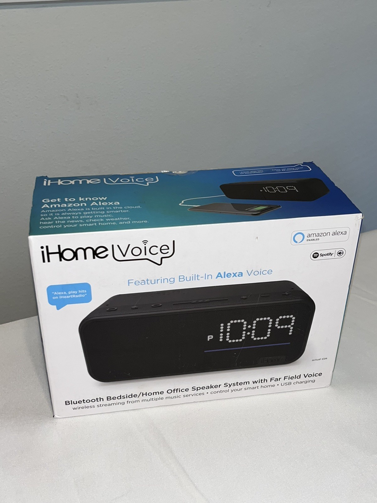 iHome Voice Clock Bluetooth Speaker System Home Office Bedside Alexa Charging