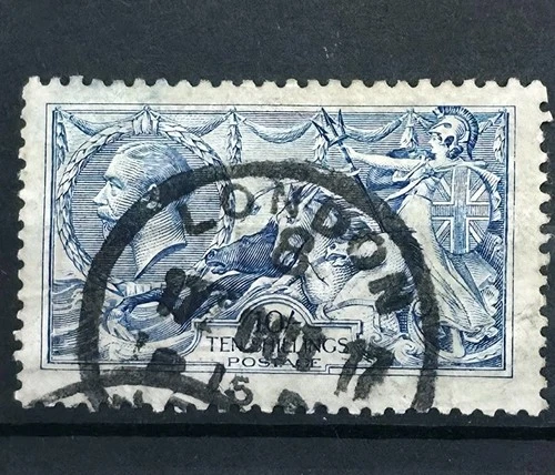 GB KING GEORGE V SG 412 10S BLUE DE LA RUE USED
