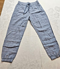 ATHLETA Retreat Linen Jogger Pants Women  s SZ 8 Chambray Blue nautical coastal