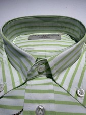 luciano barbera Cotton shirt M 15.75 White/green Striped