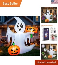 Colorful 4.5 FT Halloween Inflatable Ghost with Pumpkins - Eye-Catching Decor