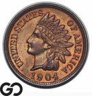 1904 Indian Head Cent Penny, Frosty Choice BU++/Near Gem