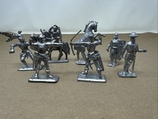 Lot Of 7 Unpainted Lead Toy Soldier: Medieval Knights and Figures.