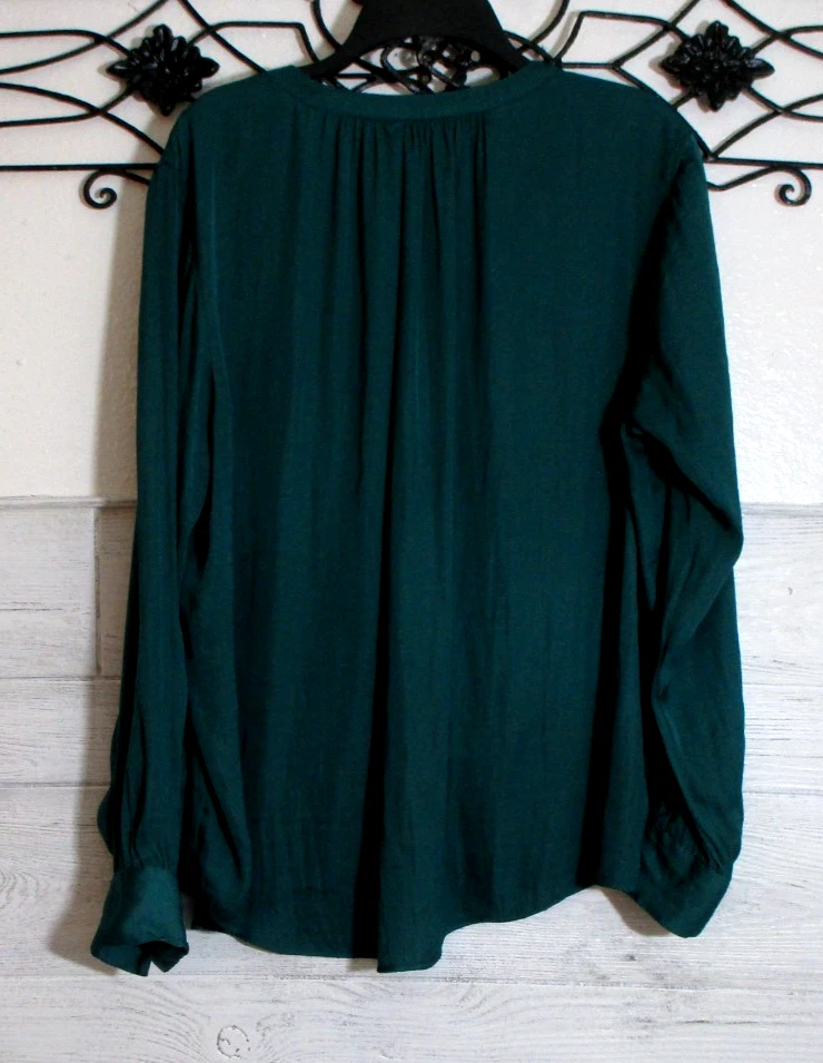 Top de vacaciones Simply Vera Wang para mujer talla XL verde manga larga cuello redondo Foto 2 de 4