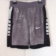 Nike Youth Medium Basketball Shorts Grey Black Pull-On with Pockets