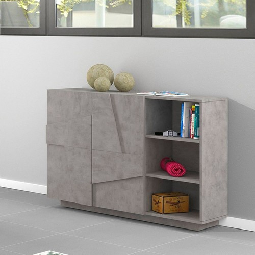 Wohnzimmer Sideboard Eingang 2 Türen 3 offene Fächer Ping Komode Concrete