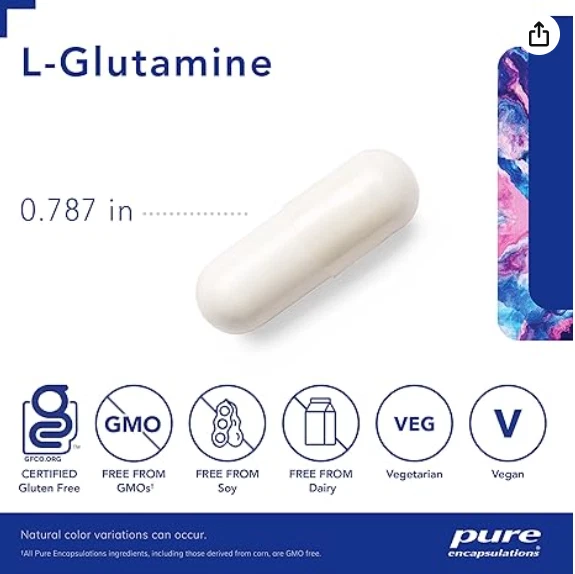 Pure Encapsulations L-Glutamina 500mg 90 Cápsulas EXP 09/26 Foto 3 de 4