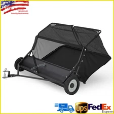 48 inch Tow-Behind Lawn Sweeper Leaf Yard Collector Adjustable Sweeping Height