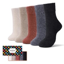 5 Pairs Fuzzy Soft Cozy Comfortable Socks for Women Casual Sleep Comfy Socks ...