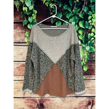 Ces Femme Light Weight Long Sleeve Colorblock Tunic Shirt Scoop Neck Women's XL