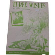 Three Wishes Vintage Sheet Music 1949 Bob Crosby Jack Elliott Harold Spina