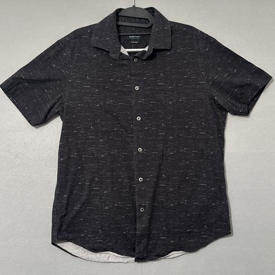 Bugatchi Mens Size Medium Black Heather OoohCotton 8 Way Stretch Short sleeve