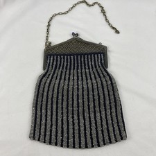 Antique 1920s Micro Beaded Flapper Bag Art Deco Purse Handbag READ