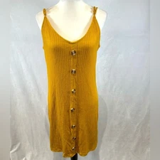 J for Justify mustard yellow button down ribbed knit dress size XL