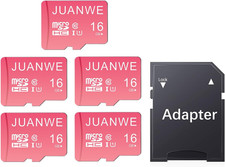 16GB Micro SD Card 5 Pack Microsdhc Memory Card with SD Adapter