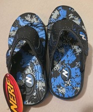 NWT LITTLE BOYS NERF SANDALS FLIP FLOPS DARK BLUE SIZE 9-10