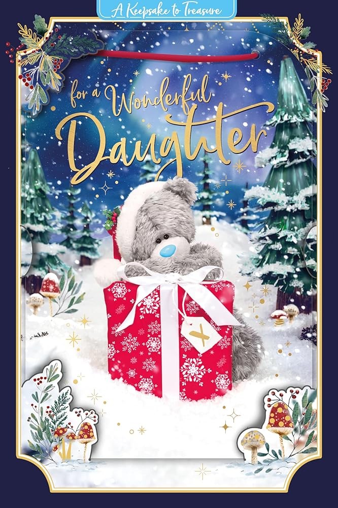 Me To You Tatty Teddy 3D Christmas Keepsake Card For Daughter, Tatty Teddy With Gift 6x9ins - Official Collection - Image 2
