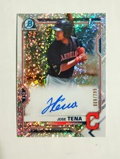 Jose Tena 2021 1st Bowman Chrome AUTO Prospect SPECKLE REFRACTOR 009/299 RC z60