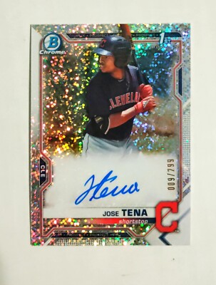Jose Tena 2021 1st Bowman Chrome AUTO Prospect SPECKLE REFRACTOR 009/299 RC z9