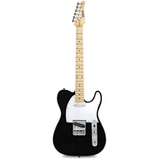LyxPro 39" Telecaster Solid Electric Guitar, Full-Size Paulownia Body, Black