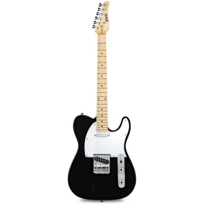 LyxPro 39'' Telecaster Solid Electric Guitar, Full-Size Paulownia Body, Black