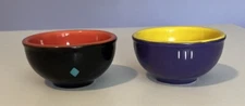 Two 2 Cute Little Colorful Hand painted Bowls 3.5" Diameter x 2" Tall