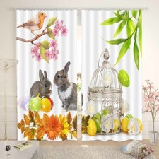 Grey Rabbit Cage Line 3D Curtain Blockout Photo Printing Curtains Drape Fabric